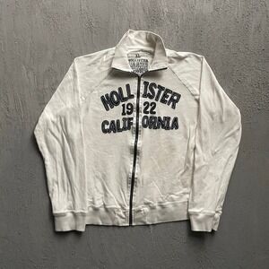 Vintage Graphic Full Zip Sweatshirt Mens XL White 2000s Hollister